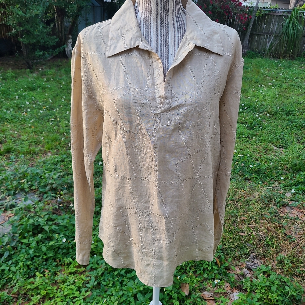 Positano Embroidered Linen Blouse